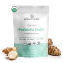 Sprout Living Organic Inulin with FOS Prebiotic Powder, Soluble Fiber for Leaky Gut, Bloating, Digestion, Feed Friendly Bacteria (Probiotics), 1 Scoop Daily, 1 lb (90 Servings)
