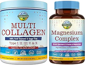Terranics Multi Collagen Peptides Powder & 5-in-1 Magnesium Complex Supplement