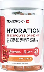 TransformHQ Hydration Drink Mix (21 Single-Serving Packets, Rocket Pop) - Hydration Supplement Blend with Vitamins and Electrolytes