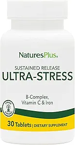 NaturesPlus Ultra-Stress with Iron, Sustained Release - 30 Vegetarian Tablets - Stress Relief Supplement with B-Complex & Vitamin C - Energy Booster, Mood Enhancer - Gluten-Free - 30 Servings