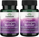 Swanson Vegan Collagen Builder - Featuring Dermaval - Hair, Skin, Nail Health - 60 Veg Caps (2 Pack)
