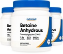 Nutricost Betaine Anhydrous Trimethylglycine (TMG) Powder 500G (3 Bottles)