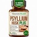 Psyllium Husk Powder 1080mg Fiber Supplement - Psyllium Husk Capsules with Slippery Elm and Ginger Root for Regularity, Digestive and Gut Health - Gentle on Stomach - Non-GMO - 60 Vegan Capsules