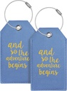 Luggage Tag & Initial Baggage Tags for Suitcases Leather Bag Tags for Backpacks Handbag School Instrument with Name ID Label Travel Essentials, Unique Fun Blue Personalized Luggage Tags 2 Pack