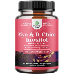 Myo-Inositol & D-Chiro Inositol Supplement for Women - Choline Supplement to Regulate Menstrual Cycle, Fertility & Hormonal Balance - Womens Hormone Balance Capsules with Myo & D-Chiro - 60 Count