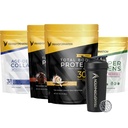 Transformation Vanilla & Chocolate Protein Powder | Super Greens Superfood Green Juice Powder | Grass-Fed Hydrolyzed Collagen Peptides Powder | Transformation Performance Shaker BlenderBottle