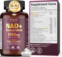 NAD Supplement 1100mg Pure Organic, Liposomal NAD Resveratrol Supplement for Women & Men, Boost NAD+ for Aging Defense, Cellular Energy, Focus - Ultra Antioxidant, 90 Capsules