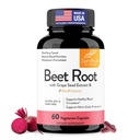 Sandhu's Beet Root Capsules 1200mg with BioPerine & Grape Seed Extract – Nitric Oxide Support Endurance – 60 Caps 30-Day Supply – Made in USA
