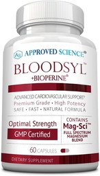 Approved Science Bloodsyl - Supports Blood Flow - Hawthorn Berry, Magnesium, BioPerine - Vegan - 60 Capsules - Pack of 1