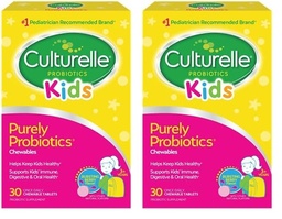 Culturelle Kids Chewable Daily Probiotic for Kids, Ages 3+, No.1 Pediatrician-Recommended Brand, Natural Berry, Daily Probiotics for Digestive Health, Oral Care & Immune Support, 2 Month Supply