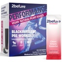 2before Blackcurrant I All Natural Vegan Pre Workout, Caffeine Free I Clean Energy, Endurance, Recovery I Pre Workout Women and Men I 20 x Individual Packets I Informed Sports Certified