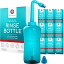 Medi Grade Sinus Rinse Bottle, 500ml with 30 Sinus Rinse Packets - Complete Nasal Irrigation System - Neti Pot Nose Cleaner - Nasal Wash Kit for Home or Travel - 2 Nasal Rinse Tips and Storage Bag