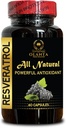 RESVERATROL Extract - Plant-Based Energy boosters, Resveratrol with Quercetin, Gluten-Free antioxidants, Immune Support, Strengthens Natural defenses - 1 Bottle 60 Capsules