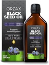 ORZAX Black Seed Oil Liquid (8 fl oz) - Cold Pressed 100% Pure | Vegan, Gluten Free, Non-GMO | 5000mg Black Cumin (Nigella Sativa) Oil with 50mg Thymoquinone | Rich in Omega 3-6-9 | Glass Bottle