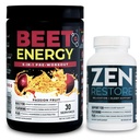 Nutrology Beet Natural O2, Pre Workout Powder, Energy, Endurance & Nitric Oxide Booster with Beet Powder, Passion Fruit Flavor (30 Servings) Zen Natural Magnesium Supplement (30 Servings)
