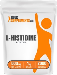 BulkSupplements.com L-Histidine Powder - as L-Histidine Base, Histidine Supplement - Essential Amino Acid & Gluten Free, 500mg per Serving, 1kg (2.2 lbs) (Pack of 1)