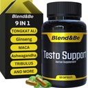 Blend&Be Testo Support | All-in-ONE Herbal Dietary Supplement | Tongkat Ali, Fenugreek, Ginseng, Maca, Ashwagandha, Spirulina Tribulus,Black Seed and Cinnamon.+ ★Free E-Book ★
