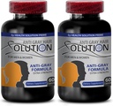 Catalase Anti Gray - Gray Hair Solution for Men and Women - Anti Gray Hair Supplements Vitamins - Organic Natural Hair Color for Gray Hair Coverage - Hair Products for Women - 2 Bottles 120 Capsules