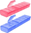 AUVON 2 Pack Weekly Pill Organizer, Dual-Color Large Pill Case Set for Multiple Pill Tracking, Pill Box 7 Day for Travel, Pill Container for Home Use to Hold Vitamins, Supplements, Medications