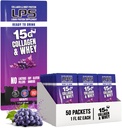 Nutritional Designs LPS Liquid Collagen & Whey Protein Supplement - Non-GMO Drink, Sugar-Free - Promotes Healthy Skin & Hair for Men & Women, Grape, Single Serve (50 Packets)