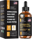Maca Root Liquid Drops with Ashwagandha and Fenugreek — Organic Adaptogen Blend for Women & Men — Natural Energy, Mood & Hormone Support — 60 Day Supply — Vegan, Non-GMO
