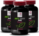 Anti Gray Hair Pills - Anti Gray Hair Complex - Color Restoration, Gray Hair Support, Hair Brilliance, Natural Tone, Vibrant Shine, Gray Hair Control, Color reawakening 3 Bottles 180 Capsules