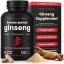 NutraChamps Korean Red Panax Ginseng Capsules | Extra Strength Ginsenosides for Energy, Focus, Performance, Vitality & Immune Support | Korean Ginseng Root Extract for Men (120)