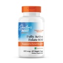Doctor's Best Folate Supplement 800 mcg for Women & Men - Methylated Folate Capsules 800mcg (5-MTHF), Supports Healthy Fetal Brain Development, Fully Active - 60 Veg Caps