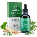 DropRx Focus - Organic Focus Supplement for Brain Health & Memory - Ginseng, Ginkgo, Bacopa, Rosemary, Sage - Cortisol Drops, Adrenal Support, Tincture Herbs for Brain Fog, Clarity, Attention (2fl.oz)