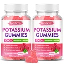 2 Pack Potassium Gummies, Potassium Chloride for Adults, Sugar-Free Potassium Supplement Gummies Support Electrolyte Balance for Women & Men, Raspberry Flavor, 120 Count