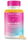 Pink Stork Maca Root Capsules for Women – Organic Maca with BioPerine® for Hormonal Balance, Energy + Wellness – Supports Perimenopause, Menstrual Health, and Vitality