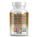 Lions Mane Mushroom Supplement 20in1 with Turkey Tail Reishi Cordyceps Chaga Maitake Meshima Poria Cocos Shiitake Oyster Porcini Enoki – Brain, Focus & Immune Support – 60 Capsules