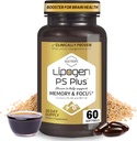 PS Plus Brain Supplements for Memory and Focus - Premium Phosphatidylserine Brain Booster for Brain Health - Nootropic - 60 Softgels for One Month Supply