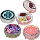 Small Pill Box,Pill Case for Purse&Pocket,3 Compartments Travel Pill Case Medication Organizer Storage for Vitamins, Pills, Fish Oil and Earrings, Studs,Round Silver Bronze Rose Gold