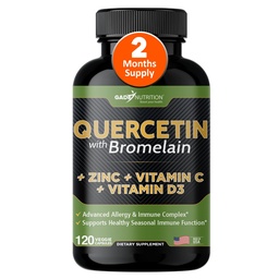 Gade Nutrition Quercetin with Bromelain Vitamin C and Zinc Vitamin D3 | Immune Support Supplement in Capsules | Non-GMO, Gluten-Free, Vegan | Made in the USA | 2 Month Supply