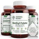 Natural Nutra Active Methyl Folate Supplement 90 Vegan Tablets (Pack of 2) | Quatre Folic, Supports Heart & Body Health, Helps Brain Health, Improves Positive Vibes, Helps Reduce Bone Tiredness, B9