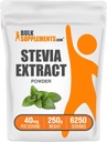 BulkSupplements.com Stevia Extract Powder - Stevia Sweetener - Zero Calorie Sweetener, Gluten Free, 40mg per Serving, 250g (8.8 oz) (Pack of 1)