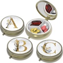 Small Pill Box,Pill Case for Purse&Pocket,3 Compartments Travel Pill Case Medication Organizer Storage for Vitamins, Pills, Fish Oil and Earrings, Studs,Bronze-3Round(ABC)