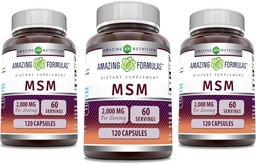 Amazing Formulas MSM (Methylsulfonylmethane) Supplement | 2000 Mg Per Serving | Capsules | Non-GMO | Gluten Free | Made in USA (3 Pack, 120 Count)