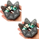 Pill Organizer, 2 Pack Pill Box, Small Pills Case, Medicine Container 1 Time a Day, Weekly Medicine Organizers, Pill s Cases, Medicine Holder, Daily Organizer Travel 7 Day(Black)