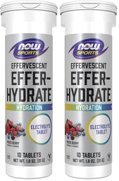 NOW Sports Nutrition, Effervescent Effer-Hydrate, Electrolyte Supplement, Recovery*, Mixed Berry, 10 Tablets (Pack of 2)
