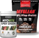 Myogenix Myovite Supergreens Powder & Myolean Chocolate Whey Protein Bundle – Digestion, Immunity & 40g High-Protein Whey – Support Gut Health, Muscle Growth & Recovery