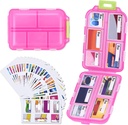 1 Pack 10 GRIDS Travel Pill Organizer Box with 189 Labels - Travel Medicine Case Kit - Pocket Daily Pharmacy Container - Travel Medication Holder Dispenser for Fish Oil Vitamin Supplement Storage